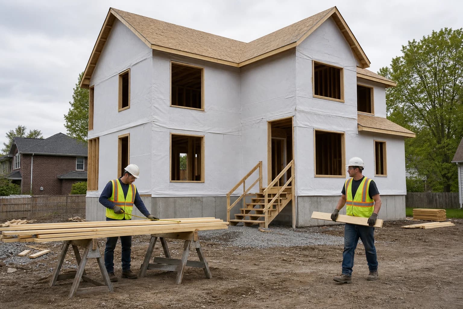 Representative custom home under construction in a Niagara neighbourhood